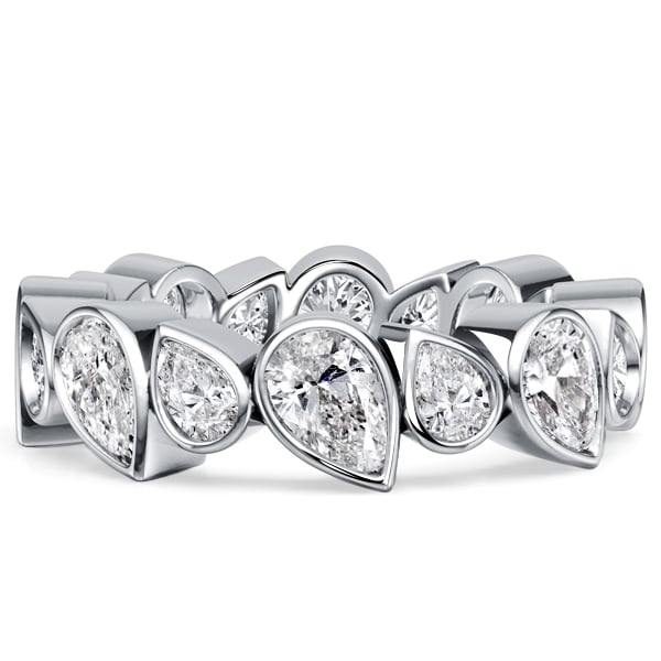 Italo Bezel Setting Pear Cut Eternity Wedding Band For Women