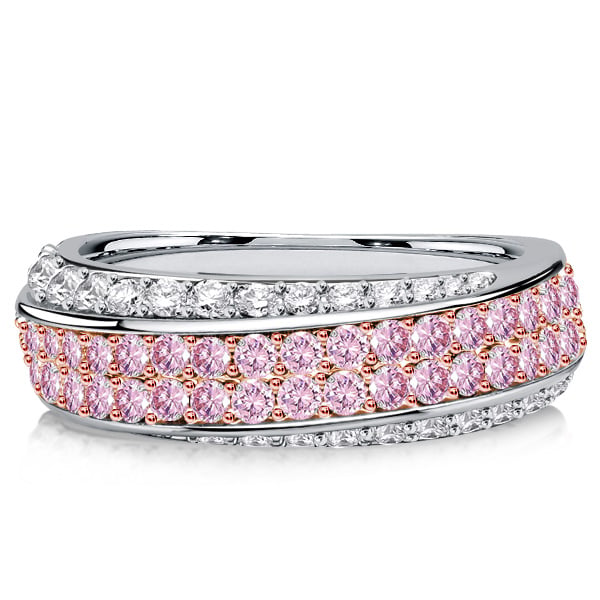 Italo Two Tone Micro Pave White & Pink Sapphire Band Ring