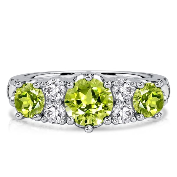 Italo Round Cut Peridot Filigree Wedding Band For Women Peridot Ring