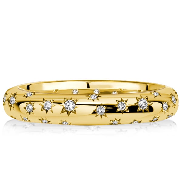 Italo Solid Star Gypsy Setting Round Cut Eternity Wedding Band For Women