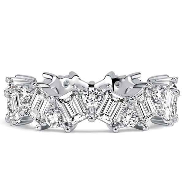 Italo Alternating Emerald & Round Cut Eternity Wedding Band For Women