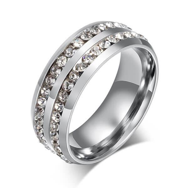 Two Row Titanium Steel Men's Wedding Band