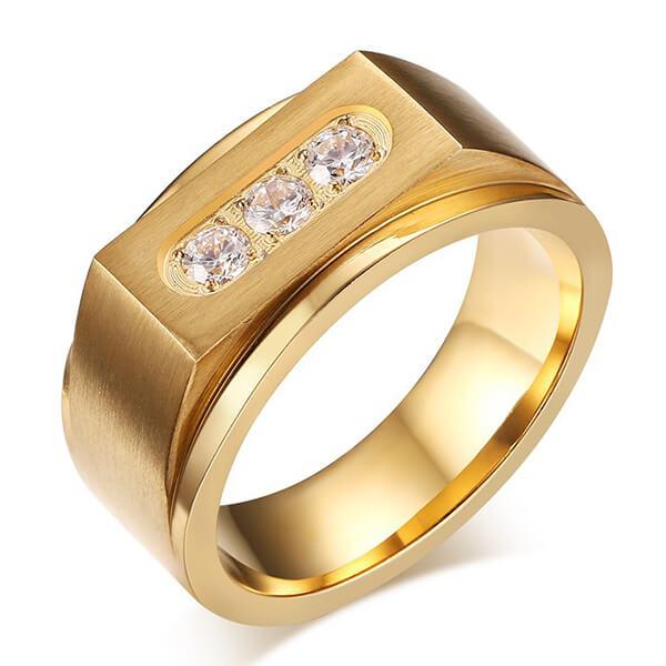 Three Stone Titanium Steel Men's Wedding Band (0.30CT. TW.)