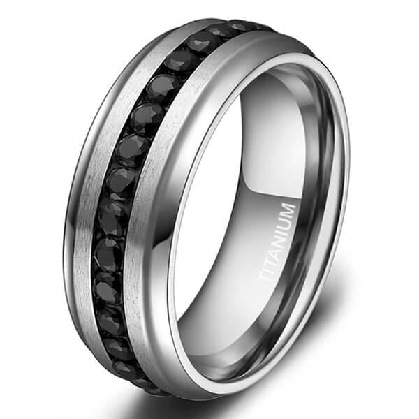 Fancy Black Titanium Steel Men's Wedding Band