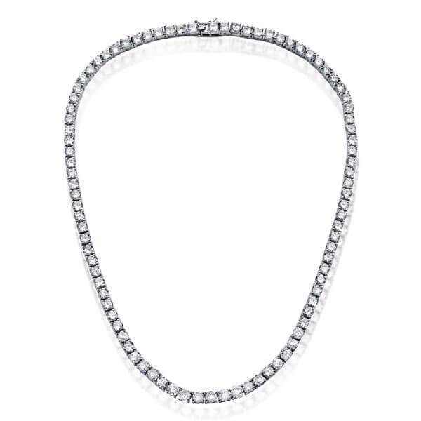 4.5 MM Round Cut Tennis Necklace For Women In Sterling Silver