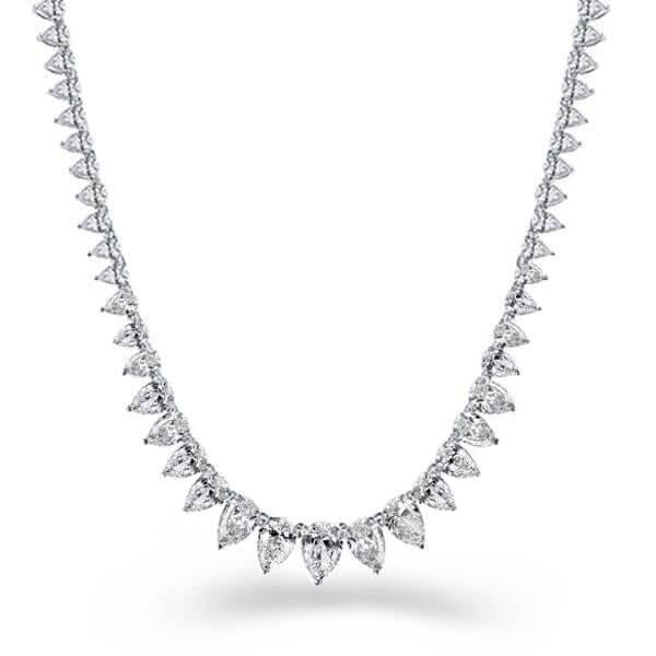 Italo Pear Design Created White Sapphire Tennis Necklace