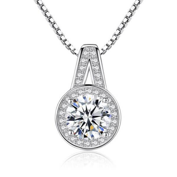 Italo Split Shank Created White Sapphire Pendant Necklace