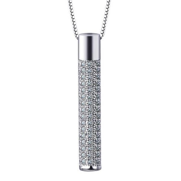 Stick Design Created White Sapphire Pendant Necklace