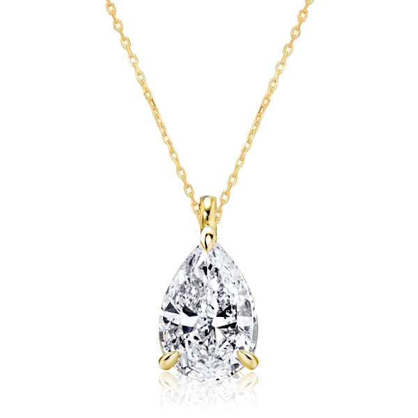 Italo Golden Classic Pear Cut Solitaire Pendant Necklace