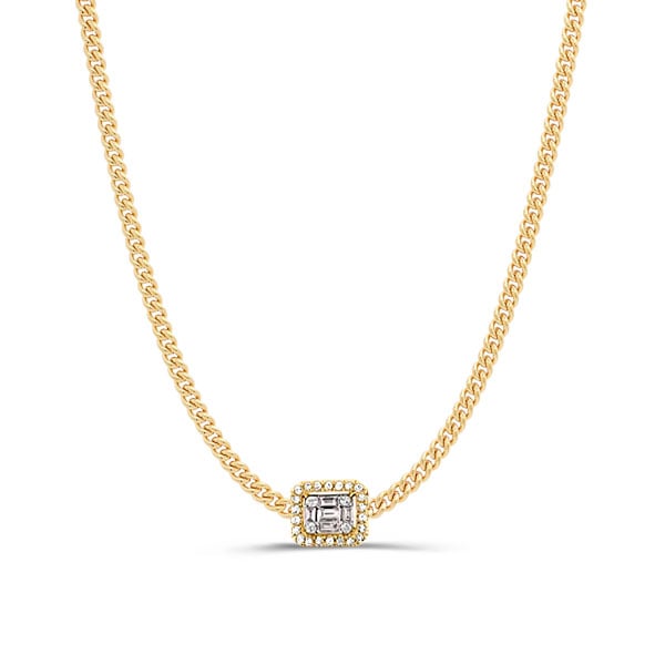 Italo Baguette Pendant Necklace Golden Necklace For Women