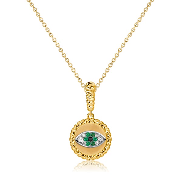 Italo Emerald Evil Eye Necklace For Women Golden Necklace