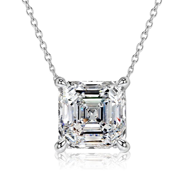 Italo Asscher Cut Solitaire Pendant Necklace For Women