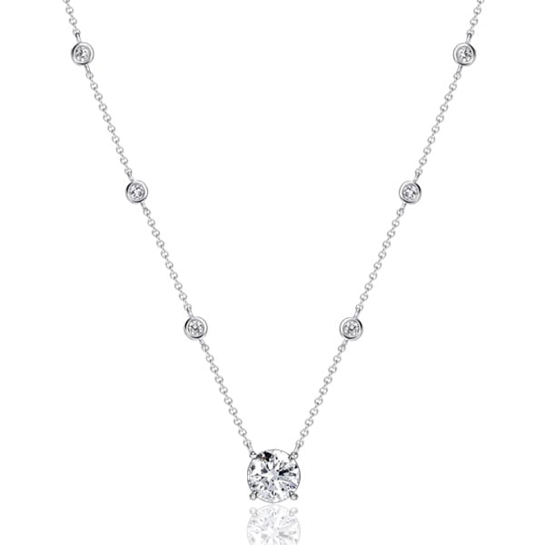 Italo Bezel Setting Round Cut Pendant Necklace For Women