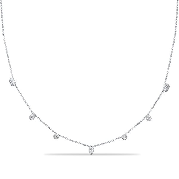 Italo Bezel Set Multi Cut Station Necklace Chain Necklace For Women