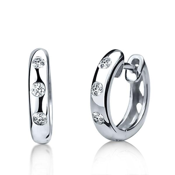 Italo Gypsy Setting Created White Sapphire Hoop Earrings
