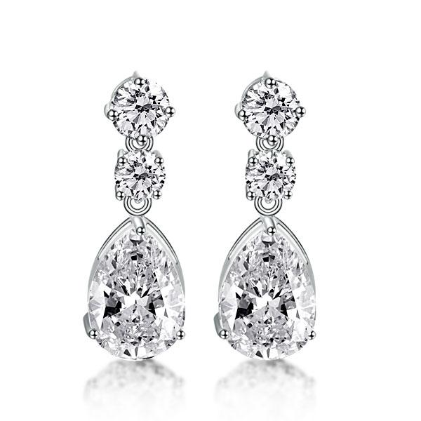 Italo Pear Created White Sapphire Drop Earrings