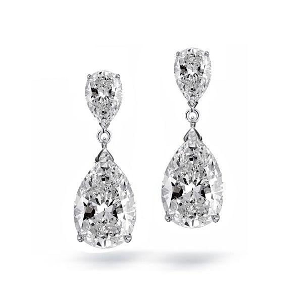 Pear Cut Sterling Silver Drop Earrings For Women