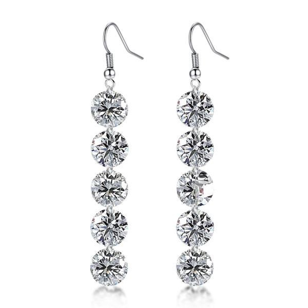 Italo Round Created White Sapphire Drop Earrings
