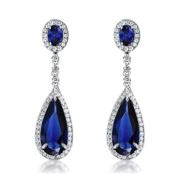 Italo Blue Sapphire Earrings Drop Earring SIlver Earrings