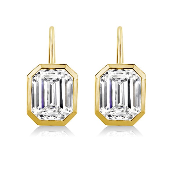 Golden Bezel Setting Emerald Drop Earrings