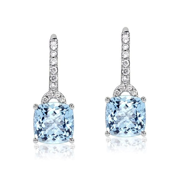 Italo Cushion Cut Aquamarine Drop Earrings For Women