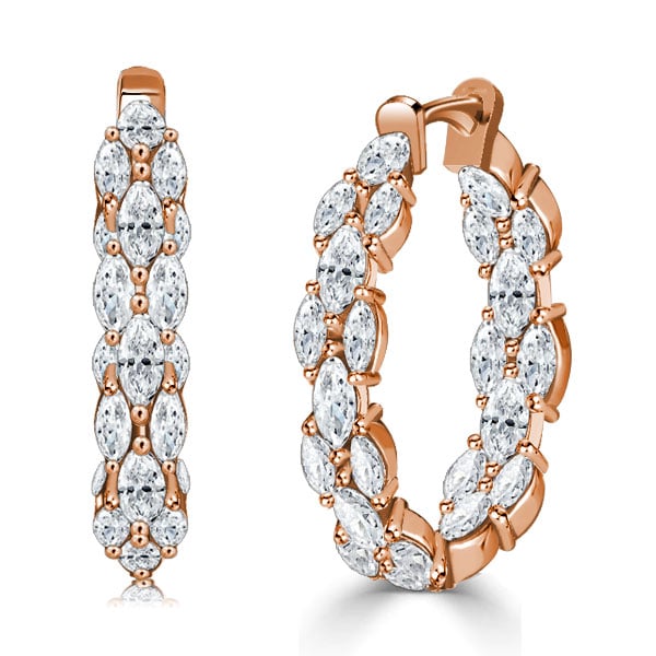 Italo Rose Gold Marquise Cut Hoop Earrings For Women