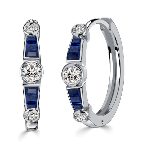 Italo Bezel Setting Vintage Silver Hoop Earrings For Women