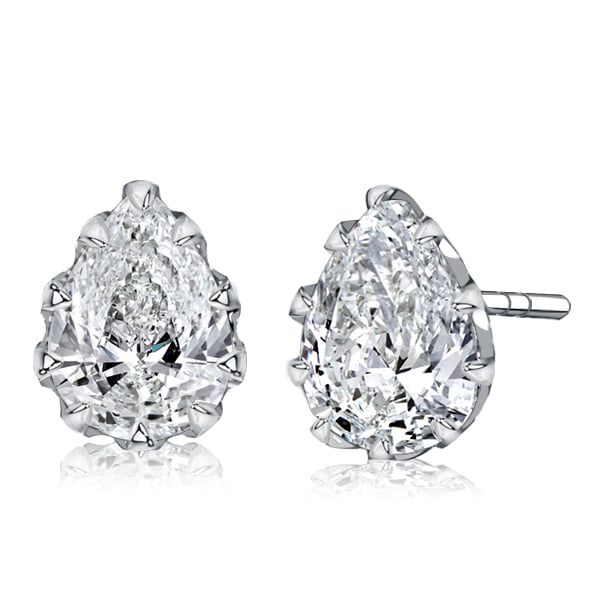 Italo Multi Prong Single Stone Pear Cut Stud Earrings White Sapphire Earrings