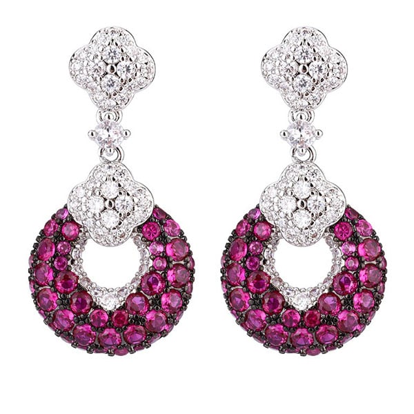 Italo Unique Round Cut Ruby Sapphire Earrings Drop Earrings