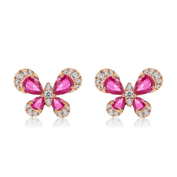 Butterfly Rose Gold Pear Cut Earrings