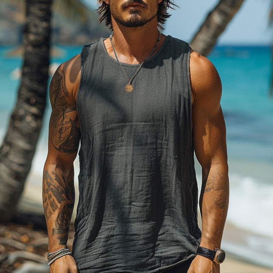 Men's Casual Vintage Linen Vest