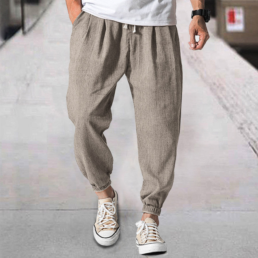 Men's Linen Casual Bloomers Harem Belted Pants