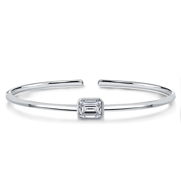 Italo Solitaire Emerald Cut White Sapphire Bangle Bracelet