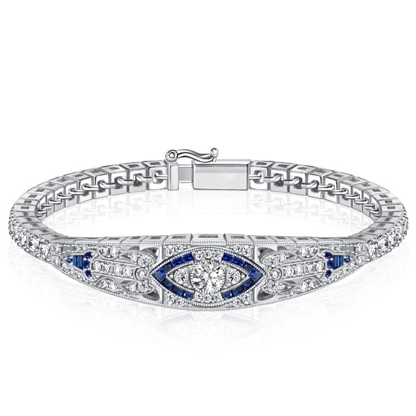 Italo Art Deco Tennis Bracelet In Sterling Silver