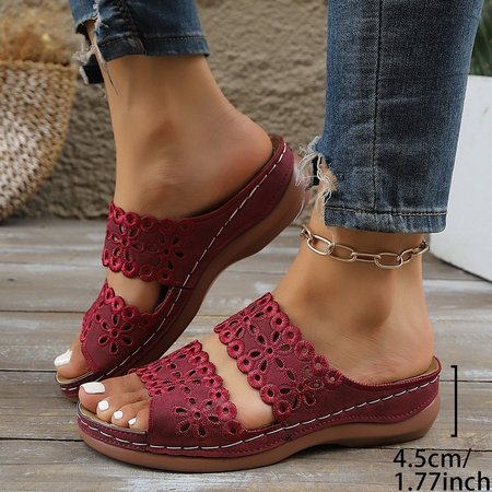Vintage Plain Slip On Flat Heel Slide Sandals