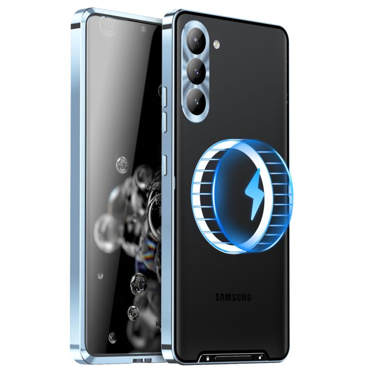For Samsung Galaxy S25 5G MagSafe Magnetic Frosted Metal Phone Case(Blue)