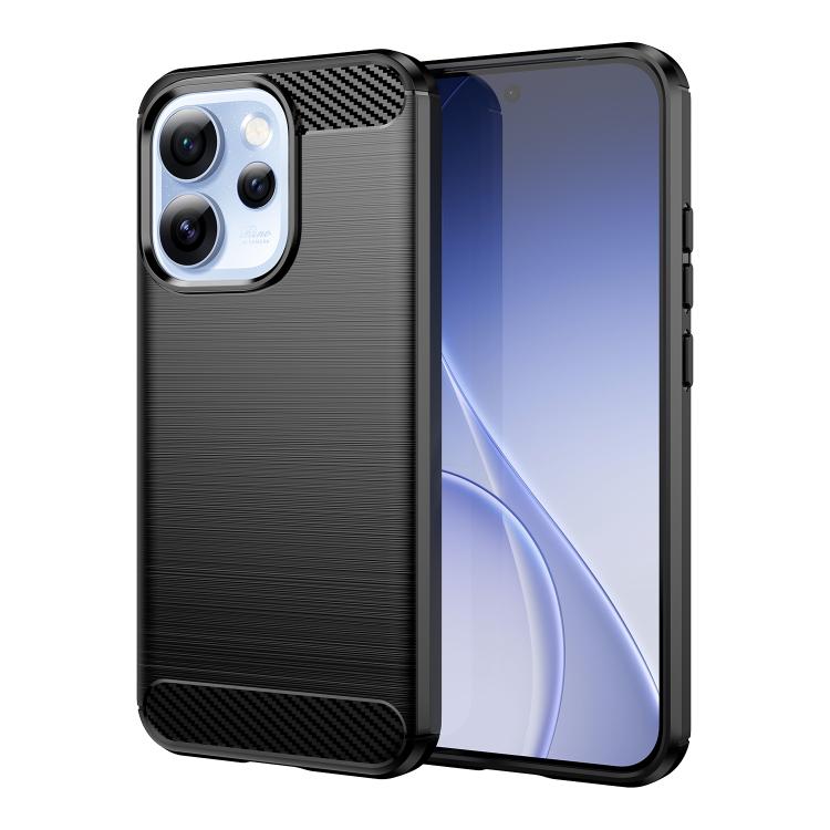 For OPPO Reno15 Pro Mini 5G Carbon Fiber Brushed Texture TPU Phone Case(Black)