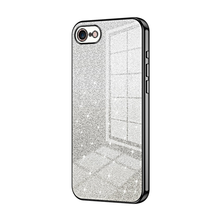 For iPhone SE 2022 / 2020 / 8 / 7 Gradient Glitter Powder Electroplated Phone Case(Black)