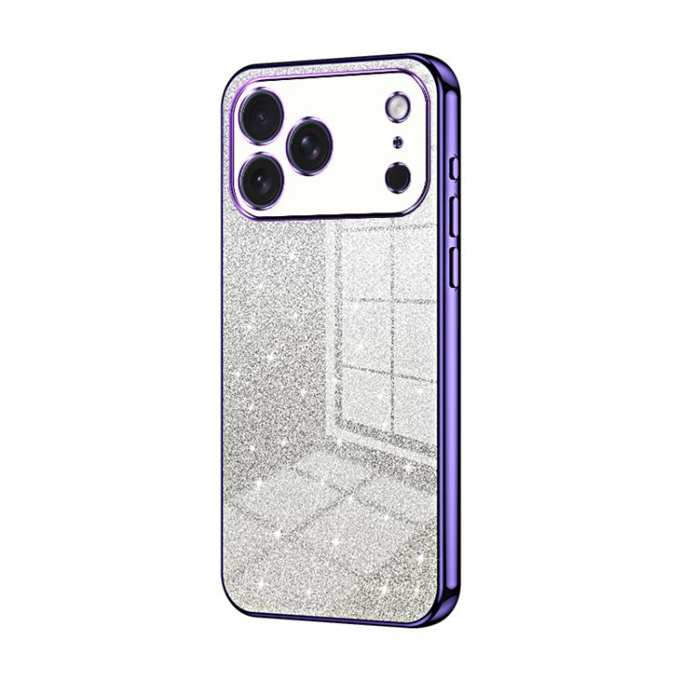 For iPhone 17 Pro Max Gradient Glitter Powder Electroplated Phone Case(Purple)