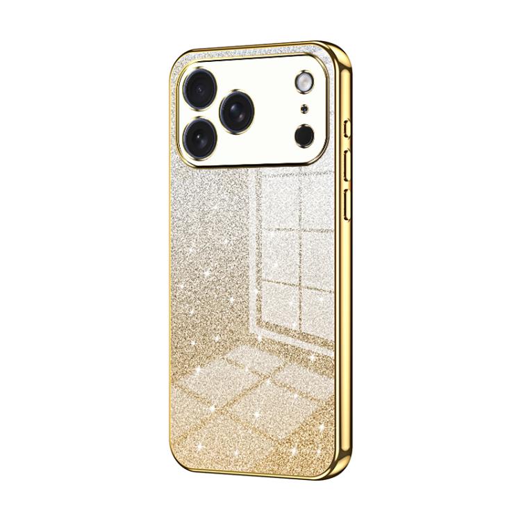For iPhone 17 Pro Gradient Glitter Powder Electroplated Phone Case(Gold)