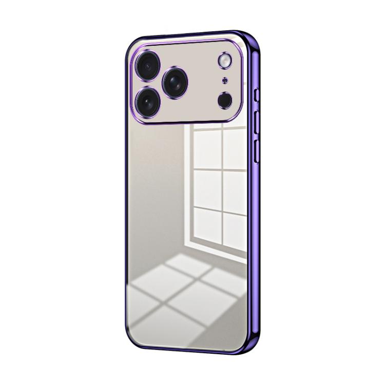 For iPhone 17 Pro Max Transparent Plating Fine Hole Phone Case(Purple)