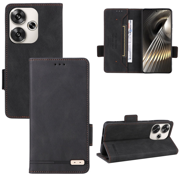 For Redmi Turbo 3 Magnetic Clasp Leather Phone Case(Black)