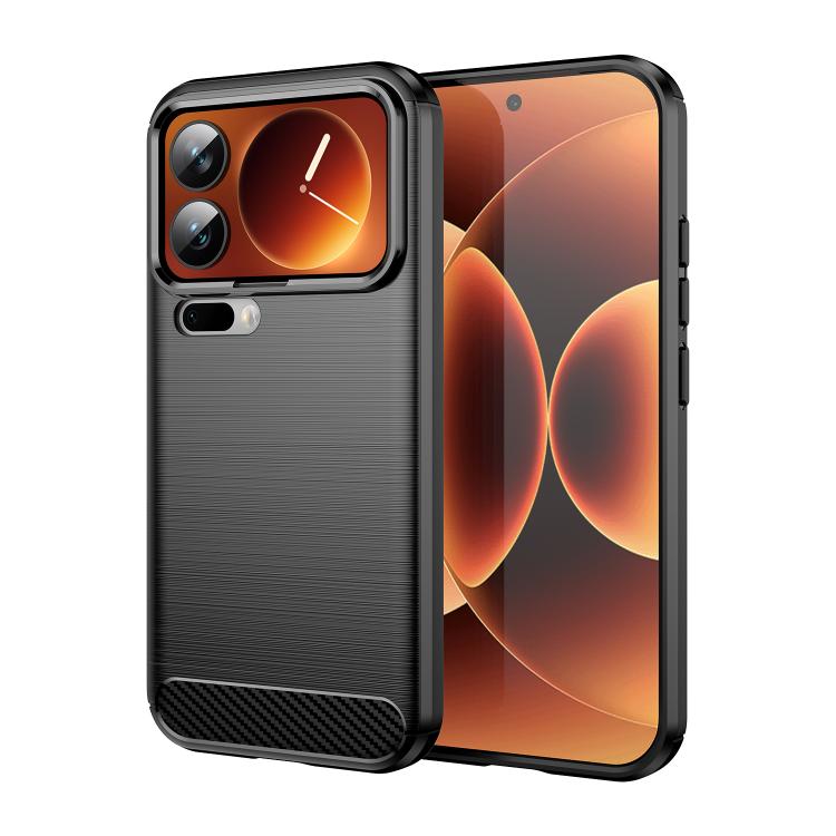 For Xiaomi 17 Pro Carbon Fiber Brushed Texture TPU Phone Case(Black)