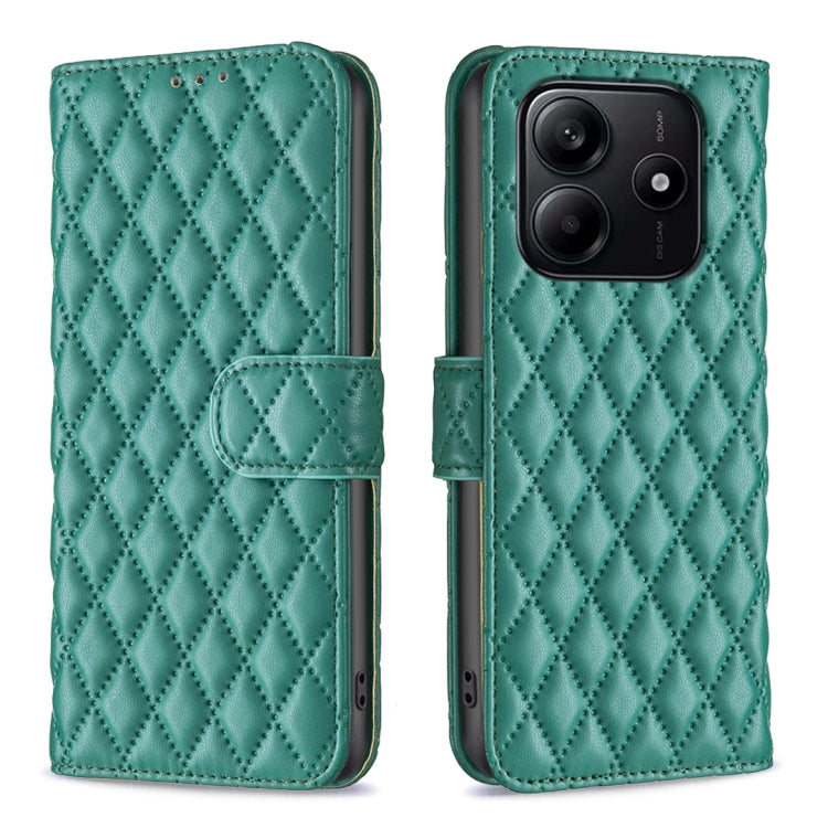 For Redmi Note 14 5G Diamond Lattice Wallet Flip Leather Phone Case(Green)