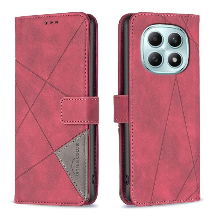 For Redmi Note 15 Pro 4G Global 163.2mm Magnetic Buckle Rhombus Texture Leather Phone Case(Red)