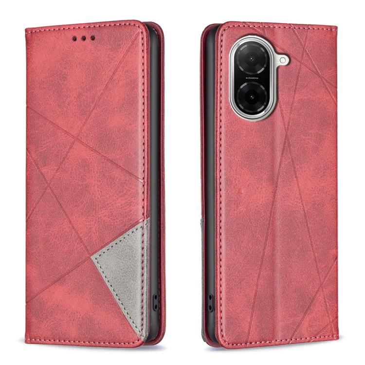 For Redmi A5 4G 171.7mm Rhombus Texture Magnetic Leather Phone Case(Red)