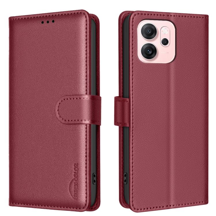 For OPPO Reno14 F 5G Litchi Texture RFID Anti-theft Leather Phone Case(Red)