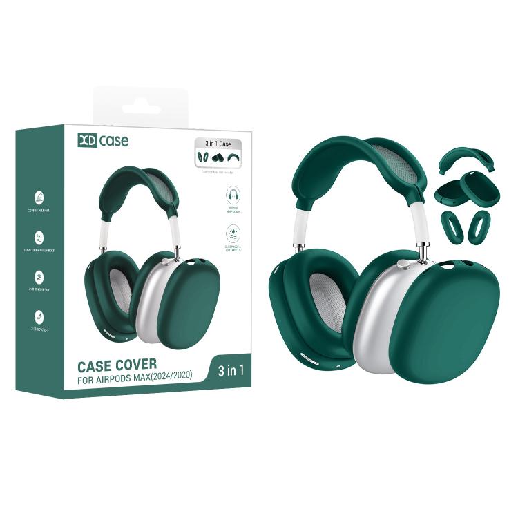 For Apple AirPods Max XDcase 3 in 1 Silicone Headset Protective Case(Dark Green)
