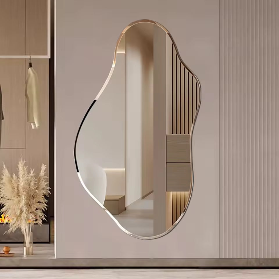 Asymmetrical LED Wall Mirror | Dimmable Backlit Vanity Glass (100x60cm)