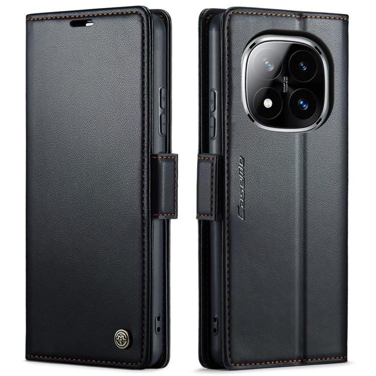For Redmi Note 14 Pro 4G CaseMe 023 Butterfly Buckle Litchi Texture RFID Anti-theft Leather Phone Case(Black)